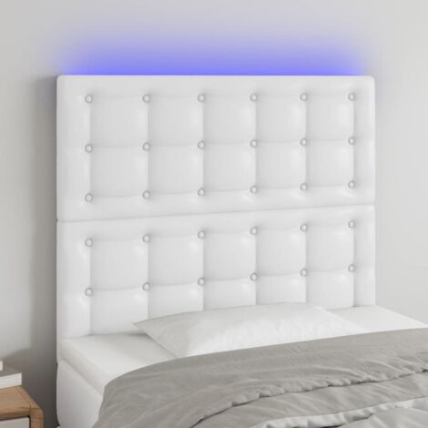 Cabecero con luces LED cuero sintético blanco 80x5x118/128 cm vidaXL