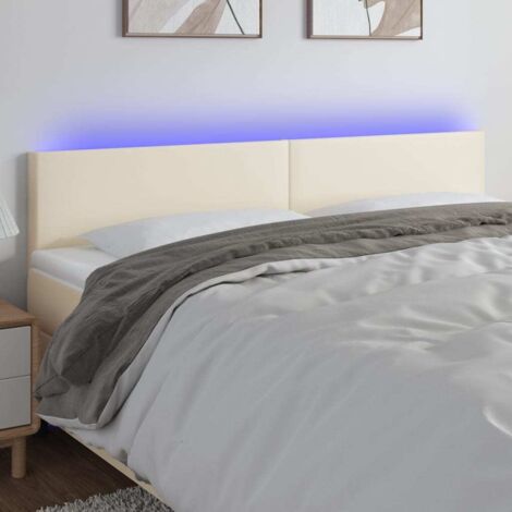 Cabecero con LED cuero sintético color crema 180x5x78/88 cm vidaXL