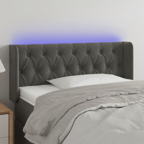 Cabecero con LED de terciopelo gris oscuro 93x16x78/88 cm vidaXL (1/5)