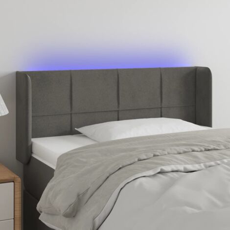 Cabecero con LED de terciopelo gris oscuro 103x16x78/88 cm vidaXL (1/5)