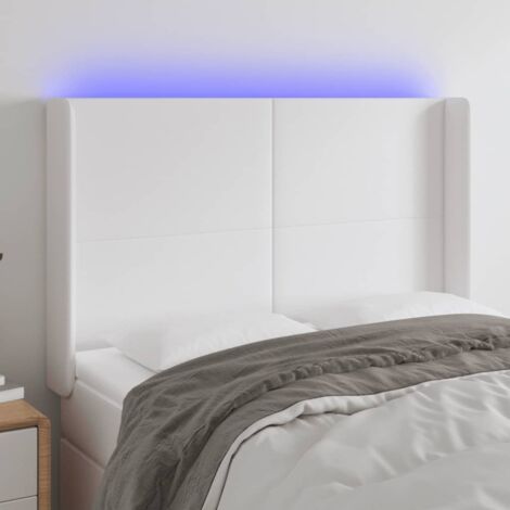 Cabecero con LED cuero sintético blanco 147x16x118/128 cm vidaXL (1/5)