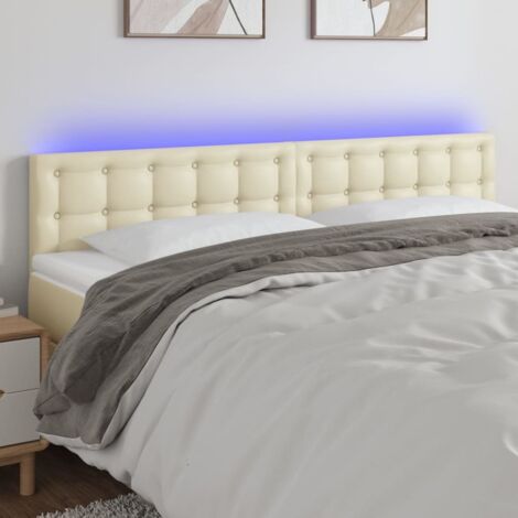 Cabecero con LED cuero sintético color crema 180x5x78/88 cm vidaXL