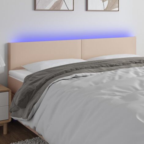 Cabecero con LED cuero sintético color capuchino 200x5x78/88 cm vidaXL