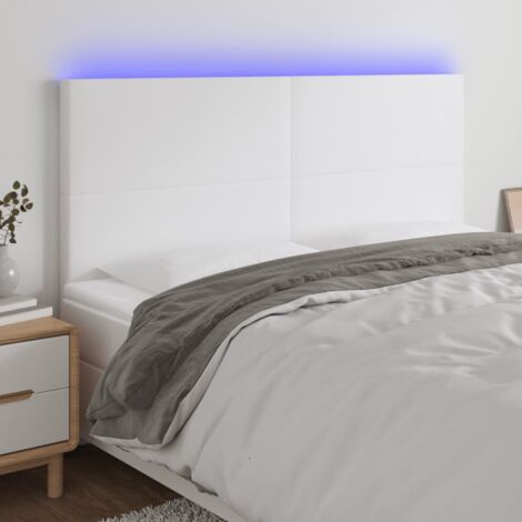 Cabecero con luces LED cuero sintético blanco 180x5x118/128 cm vidaXL
