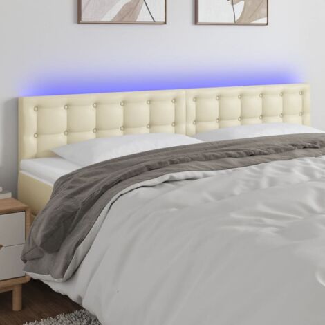 Cabecero con LED cuero sintético color crema 160x5x78/88 cm vidaXL