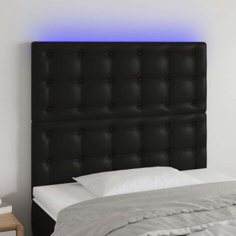 Cabecero con luces LED cuero sintético negro 80x5x118/128 cm vidaXL