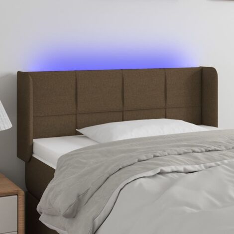 Cabecero con LED de tela marrón oscuro 93x16x78/88 cm vidaXL (1/5)