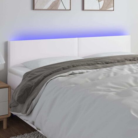 Cabecero con LED cuero sintético blanco 160x5x78/88 cm vidaXL