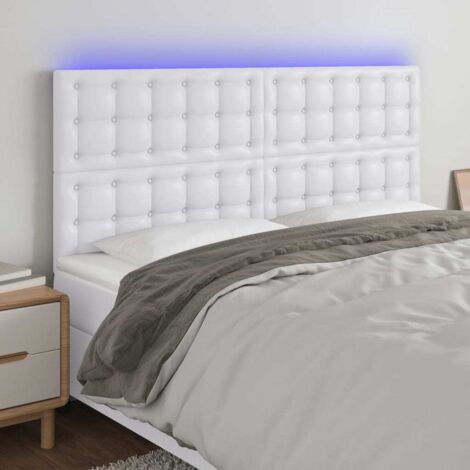 Cabecero con luces LED cuero sintético blanco 160x5x118/128 cm vidaXL