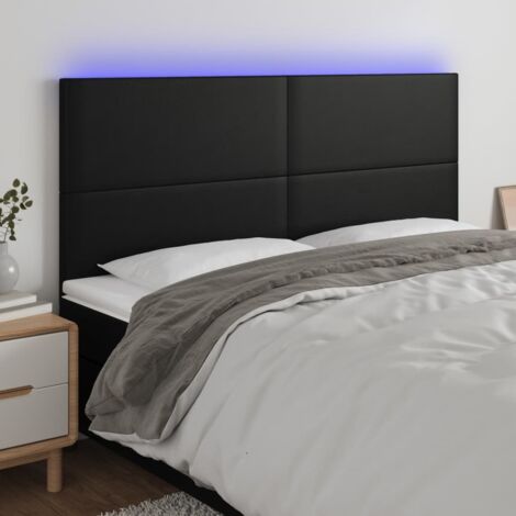 Cabecero con luces LED cuero sintético negro 200x5x118/128 cm vidaXL