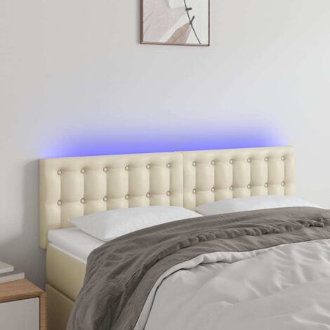 Cabecero con LED cuero sintético color crema 144x5x78/88 cm vidaXL