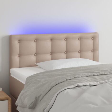 Cabecero con LED cuero sintético color capuchino 100x5x78/88 cm vidaXL
