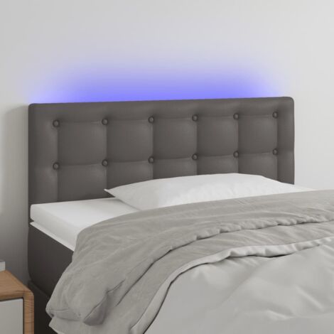 Cabecero con LED cuero sintético gris 100x5x78/88 cm vidaXL
