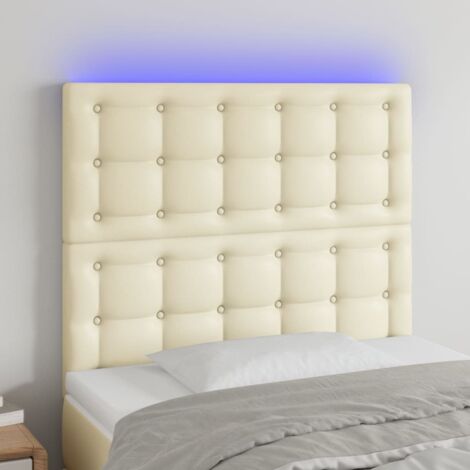 Cabecero con luces LED cuero sintético crema 100x5x118/128 cm vidaXL