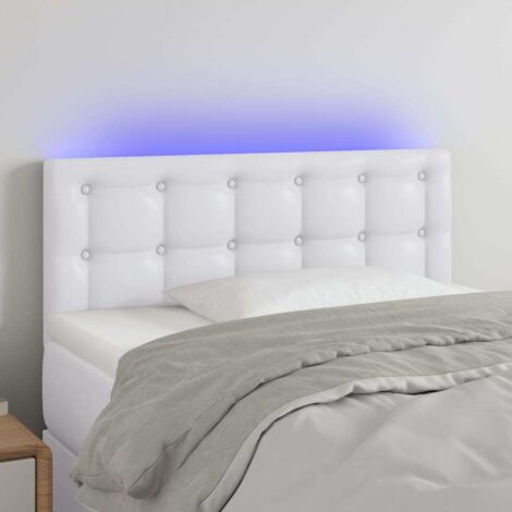 Cabecero con LED cuero sintético blanco 90x5x78/88 cm vidaXL