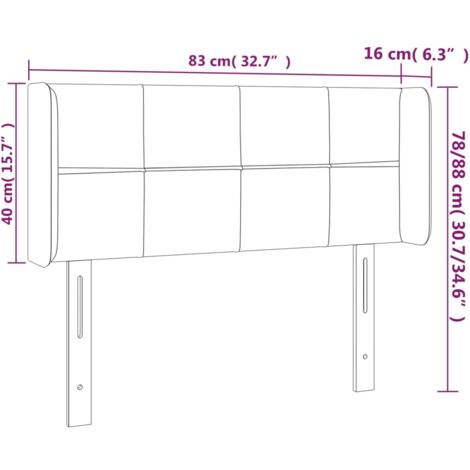 Cabecero con LED de terciopelo azul oscuro 83x16x78/88 cm vidaXL