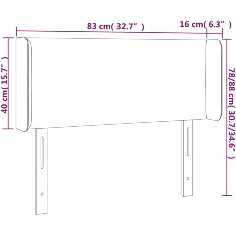 Cabecero con LED de terciopelo gris claro 83x16x78/88 cm vidaXL