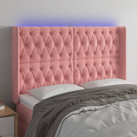 Cabecero con LED de terciopelo rosa 163x16x118/128 cm vidaXL (1/5)
