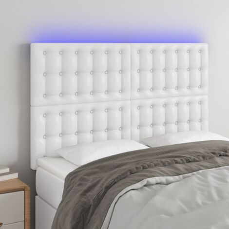 Cabecero con luces LED cuero sintético blanco 144x5x118/128 cm vidaXL