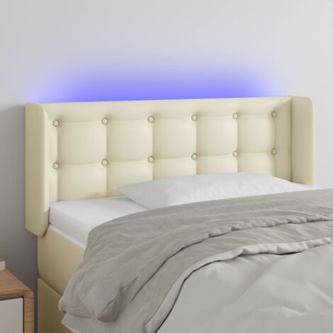Cabecero con LED cuero sintético crema 93x16x78/88 cm vidaXL (1/5)