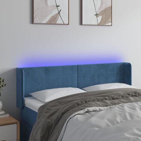 Cabecero con LED de terciopelo azul oscuro 147x16x78/88 cm vidaXL (1/5)