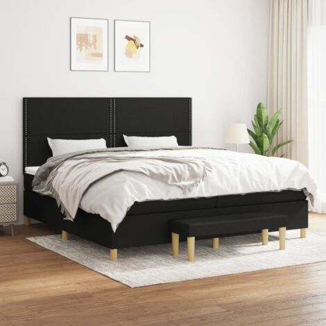 Cama box spring con colchón tela negro 200x200 cm vidaXL (1/5)