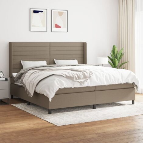 Cama box spring con colchón tela gris taupe 200x200 cm vidaXL (1/5)