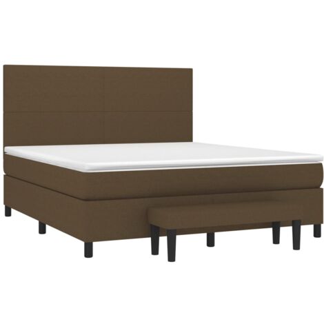 Cama box spring con colchón tela marrón oscuro 180x200 cm vidaXL (1/5)