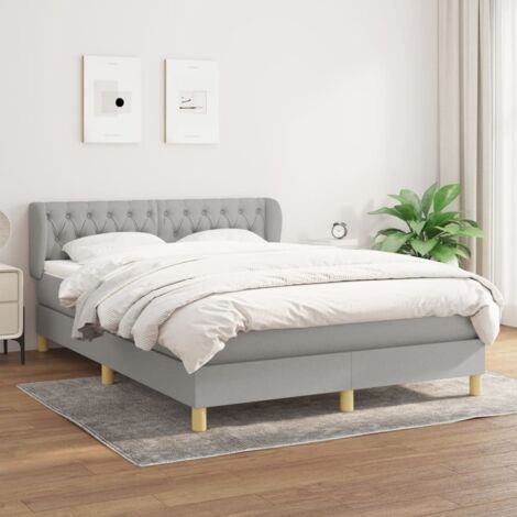 Cama box spring con colchón tela gris claro 140x200 cm vidaXL (1/5)