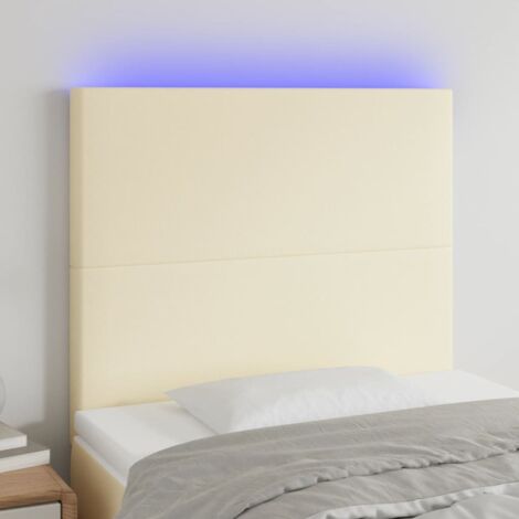 Cabecero con luces LED cuero sintético crema 100x5x118/128 cm vidaXL