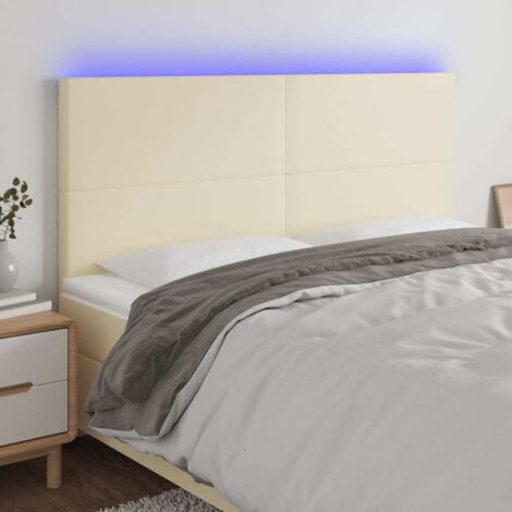 Cabecero con luces LED cuero sintético crema 160x5x118/128 cm vidaXL