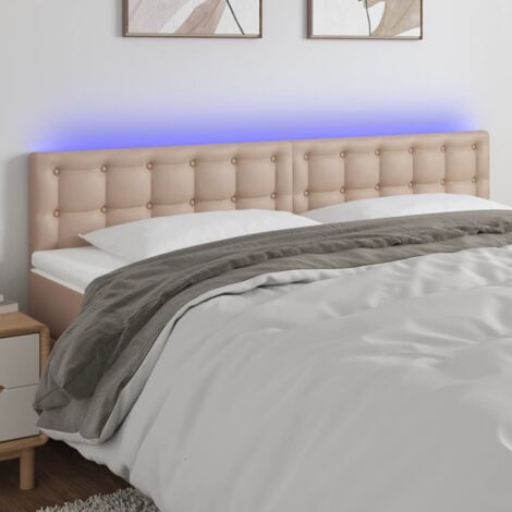 Cabecero con LED cuero sintético color capuchino 160x5x78/88 cm vidaXL