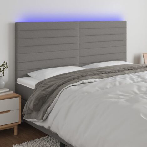 Cabecero con luces LED tela gris oscuro 160x5x118/128 cm vidaXL