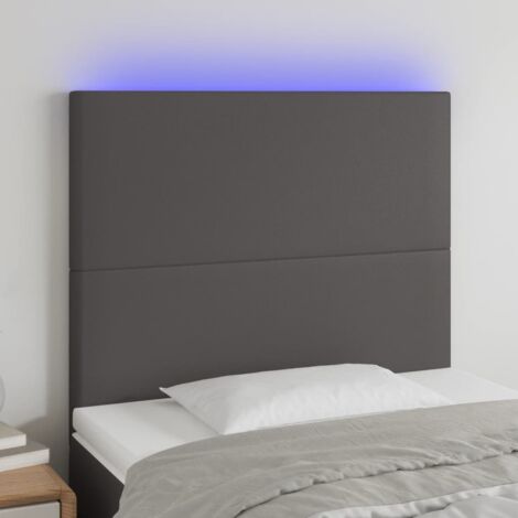 Cabecero con luces LED cuero sintético gris 100x5x118/128 cm vidaXL