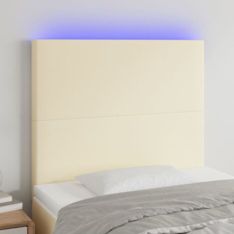 Cabecero con luces LED cuero sintético crema 90x5x118/128 cm vidaXL (1/5)