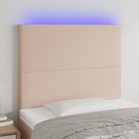 Cabecero con luces LED cuero sintético capuchino 90x5x118/128cm vidaXL