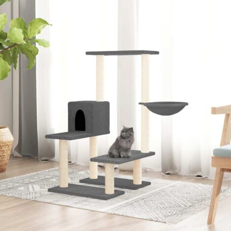 Rascador para gatos con postes de sisal gris oscuro 94,5 cm vidaXL