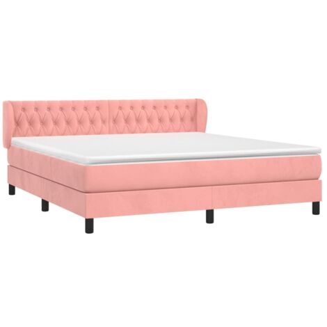 Cama box spring con colchón terciopelo rosa 180x200 cm vidaXL (1/5)