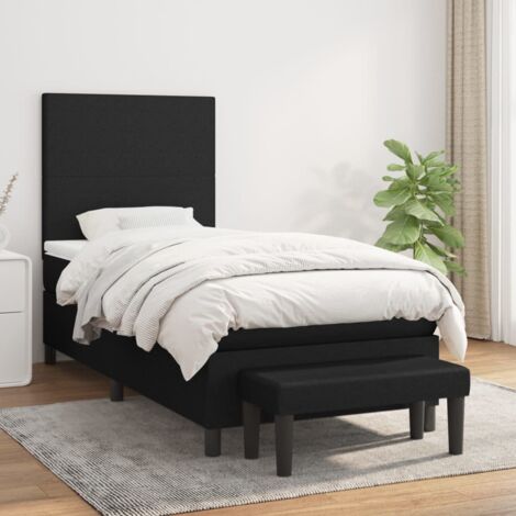 Cama box spring con colchón tela negro 90x200 cm vidaXL (1/5)