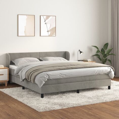 Cama box spring con colchón terciopelo gris claro 160x200 cm vidaXL