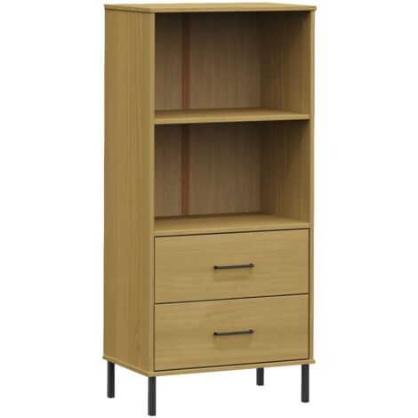 Librería con 2 cajones OSLO madera maciza marrón 60x35x128,5 cm vidaXL (1/5)