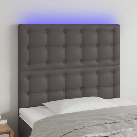 Cabecero con luces LED cuero sintético gris 80x5x118/128 cm vidaXL