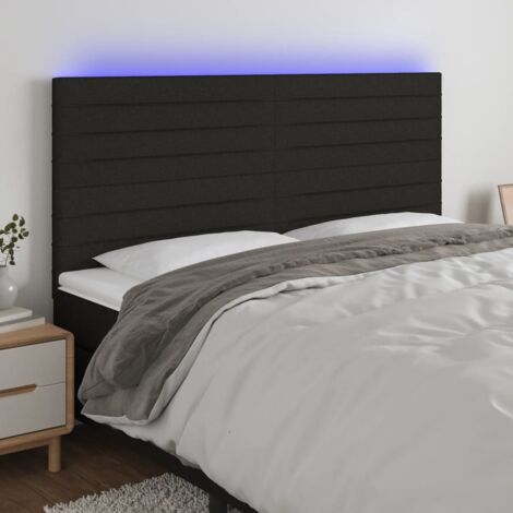 Cabecero con luces LED tela negro 180x5x118/128 cm vidaXL