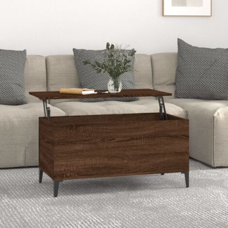 Mesa de centro madera contrachapada roble marrón 90x44,5x45 cm vidaXL