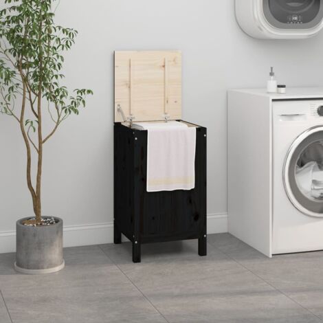 Baúl para la colada madera maciza de pino negro 44x44x76 cm vidaXL