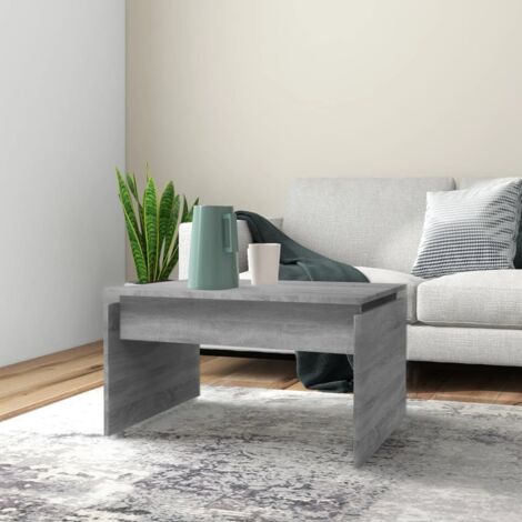 Mesa de centro madera contrachapada gris Sonoma 68x50x38 cm vidaXL