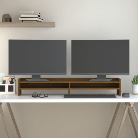 Soporte de monitor madera maciza pino marrón miel 100x24x16 cm vidaXL