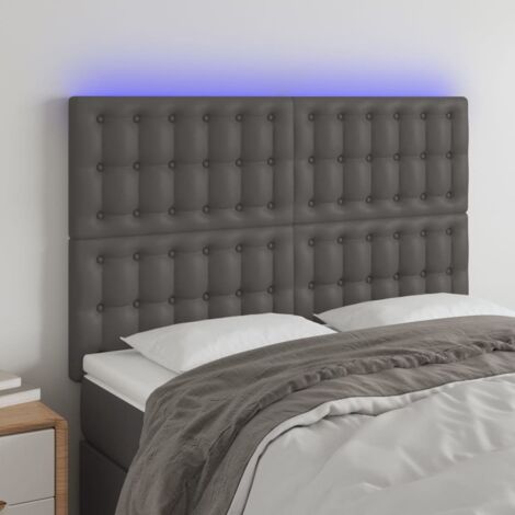 Cabecero con luces LED cuero sintético gris 144x5x118/128 cm vidaXL