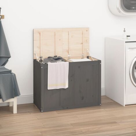 Baúl para la colada madera maciza de pino gris 88,5x44x66 cm vidaXL