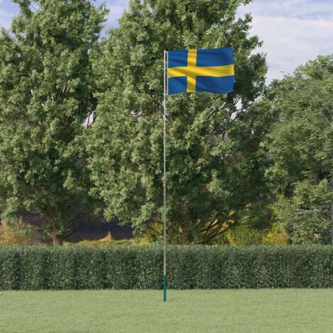 Mástil y bandera de Suecia aluminio 5,55 m vidaXL